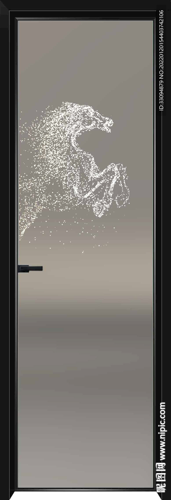 高清分层透明底平开门玻璃打印图