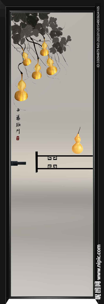 高清分层透明底平开门玻璃打印图