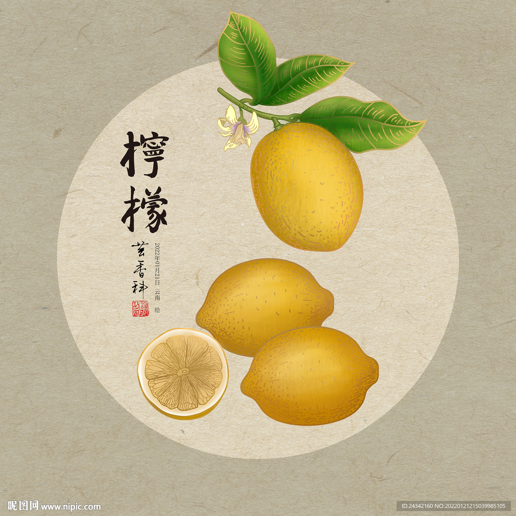 手绘柠檬