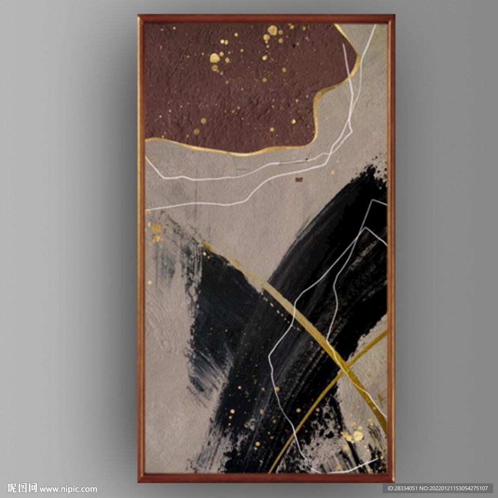 侘寂风抽象金色油画玄关装饰画