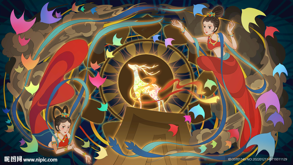 梦幻飞天插画
