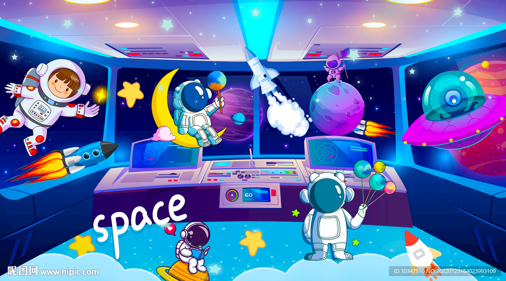 儿童宇航员空间站背景