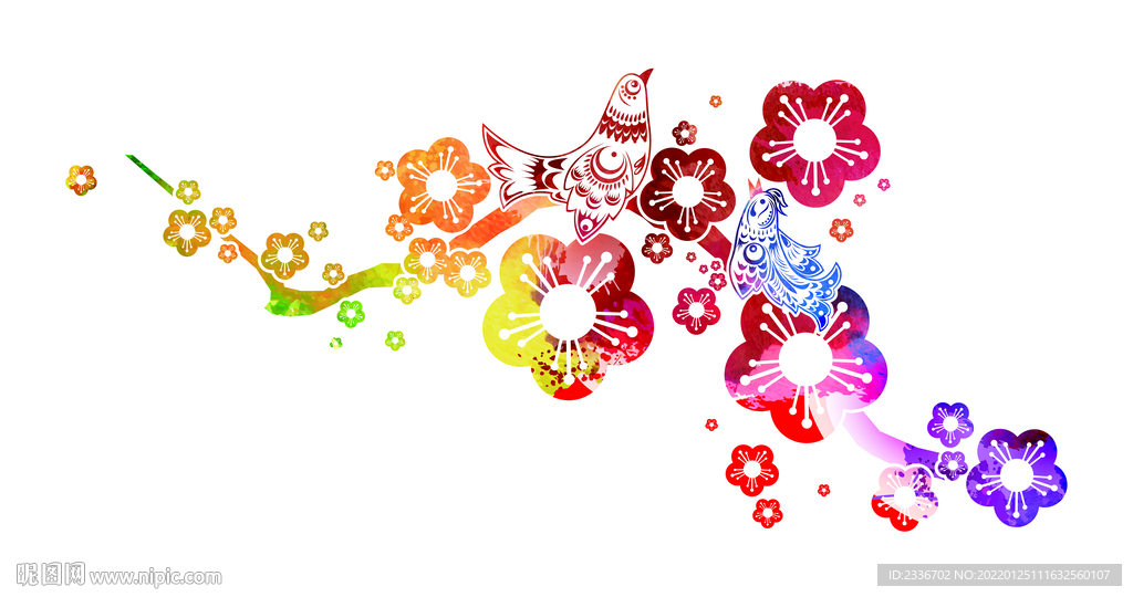 梅花  燕子 插画