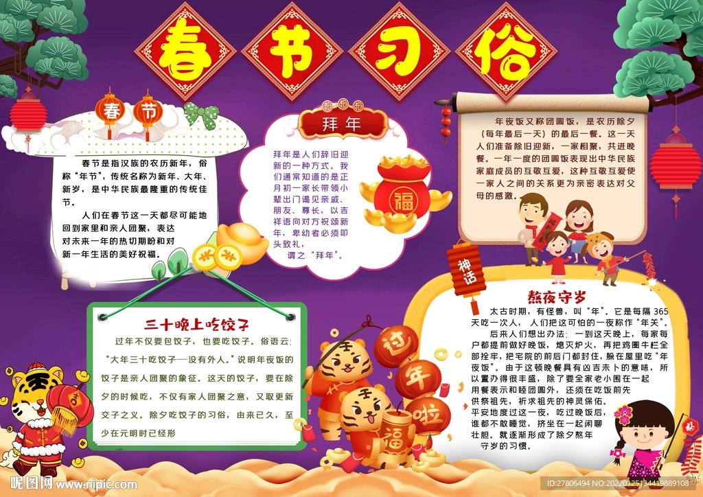 春节小报虎年节日手抄报