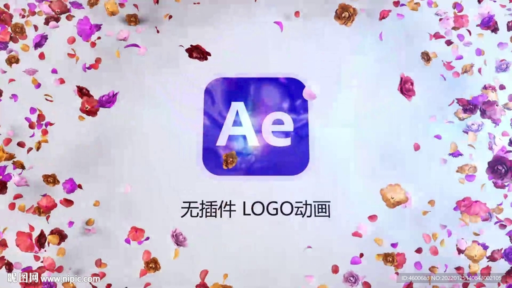 五颜六色花朵花瓣爆炸标志动画