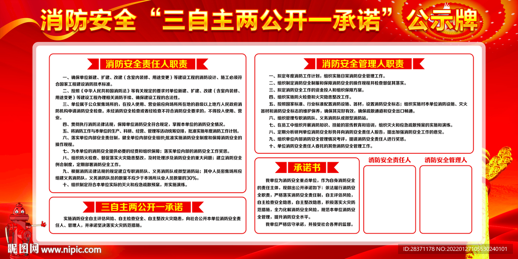 消防安全三自主两公开公示牌
