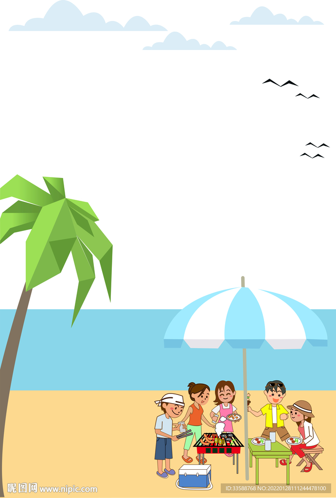 夏季海边野餐聚会图