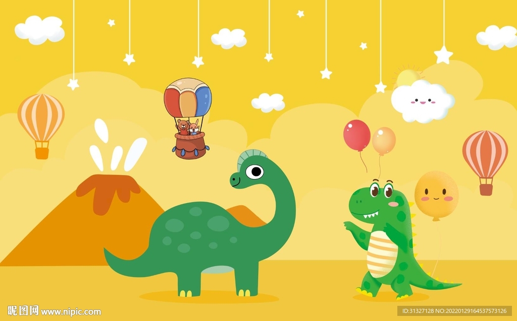 恐龙儿童背景墙图片