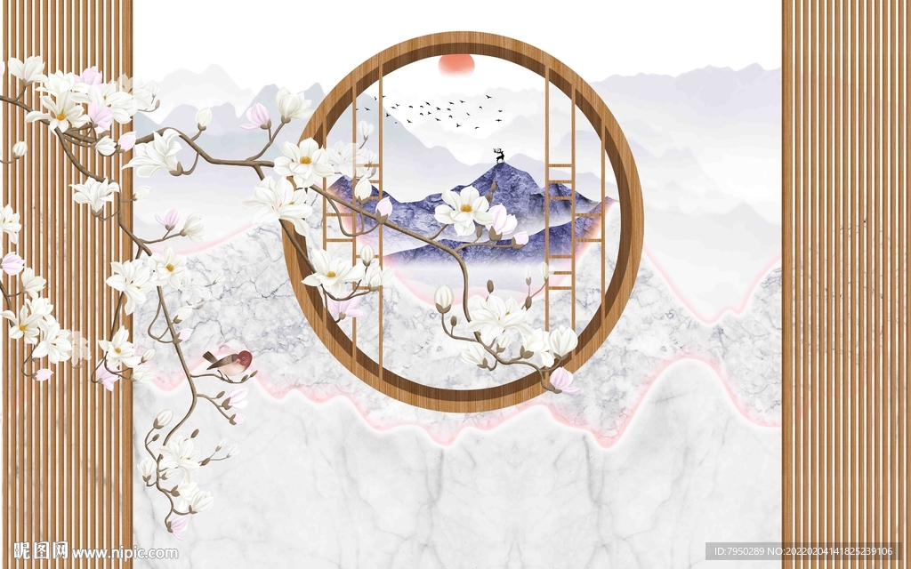 新中式背景墙 