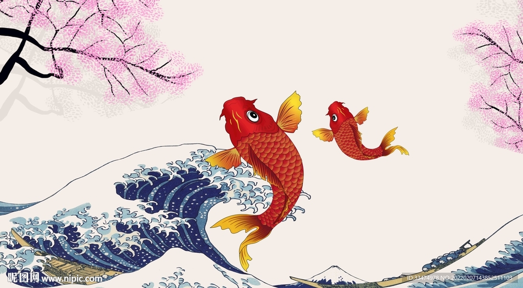 神奈冲浪装饰画