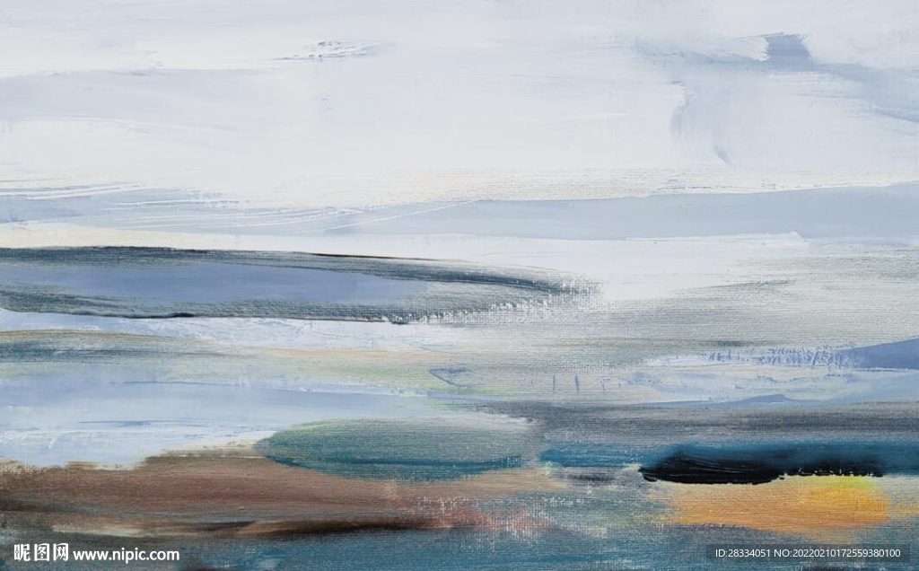蓝色大海抽象油画背景墙
