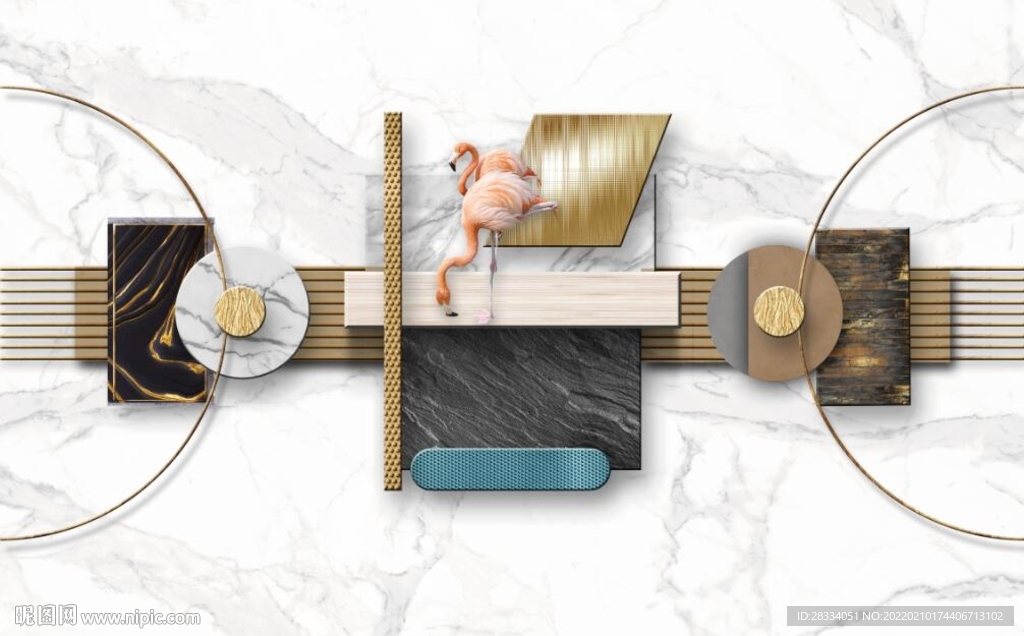 北欧风抽象立体几何电视背景墙