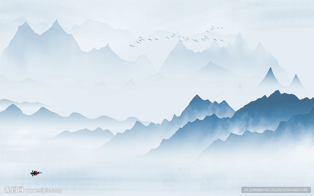 高档电视客厅山水 TIF分层