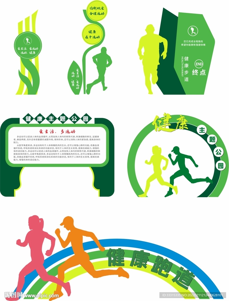 健康主题公园vi导视绿道标识