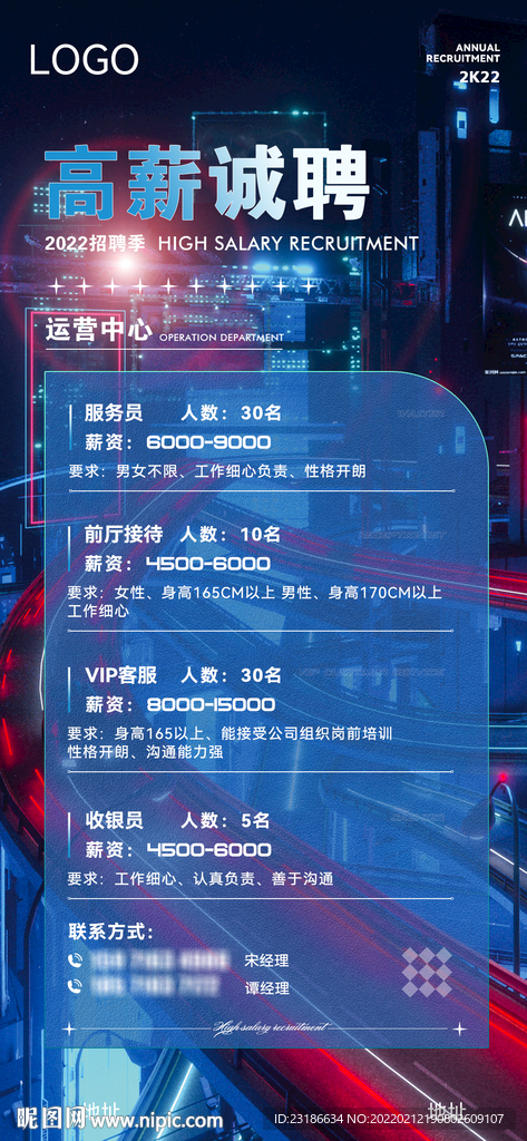 夜店招聘海报