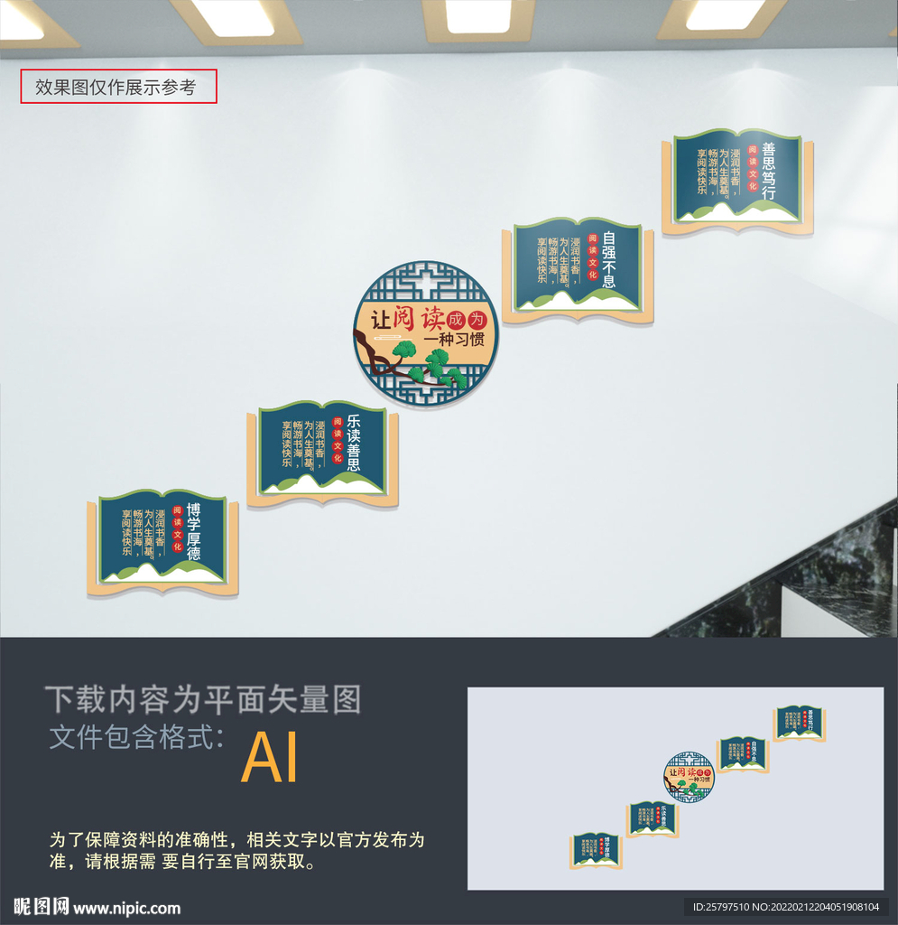 阅读文化墙读书楼梯文化墙