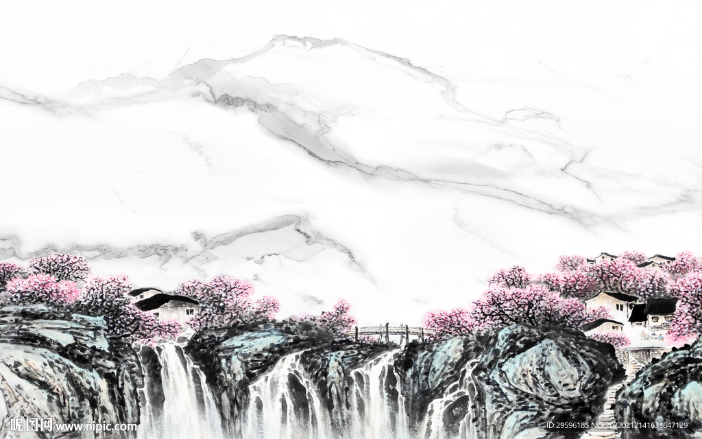 爵士白高端现代山水 TIF分层