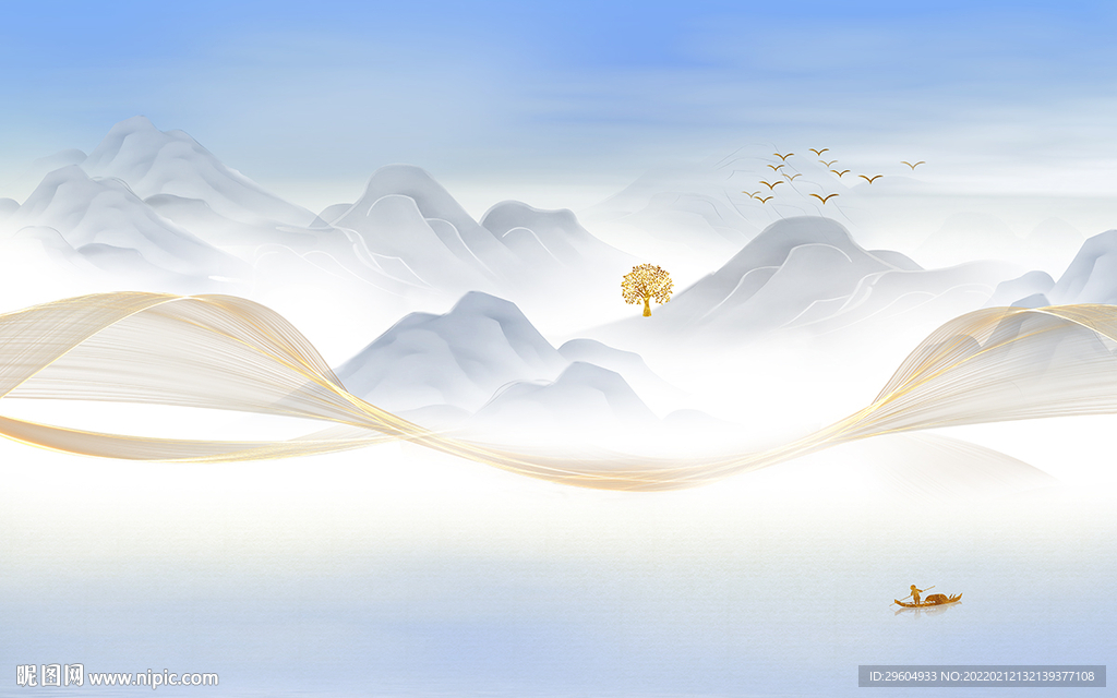 新品背景高档山水 TIF分层