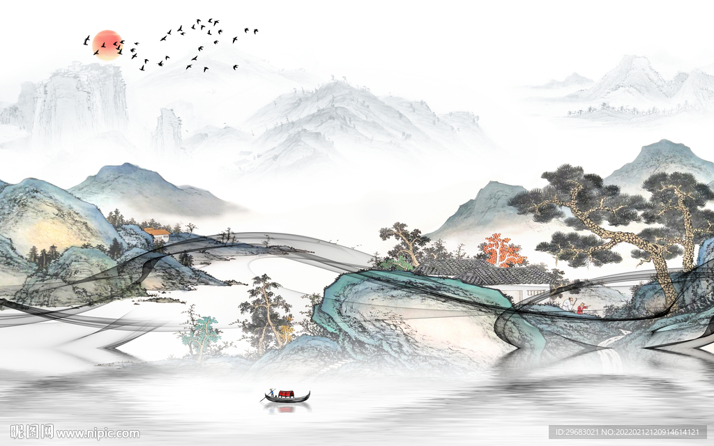 最新高端背景山水 TIF分层