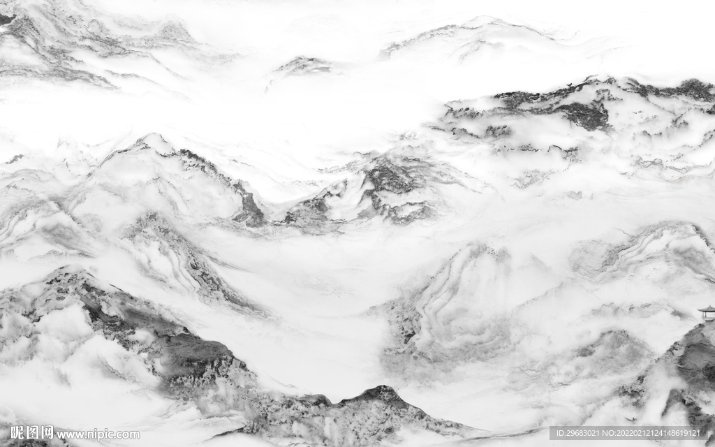 灰色高端背景山水 TIF分层