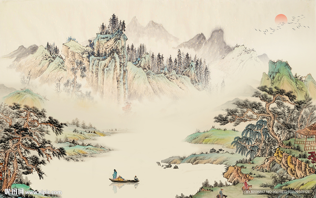 国画电视山水背景 tif分层