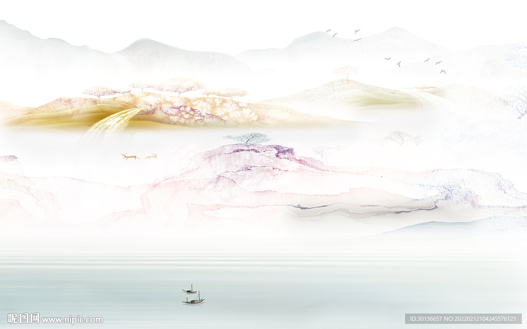 中式电视山水背景 tif分层