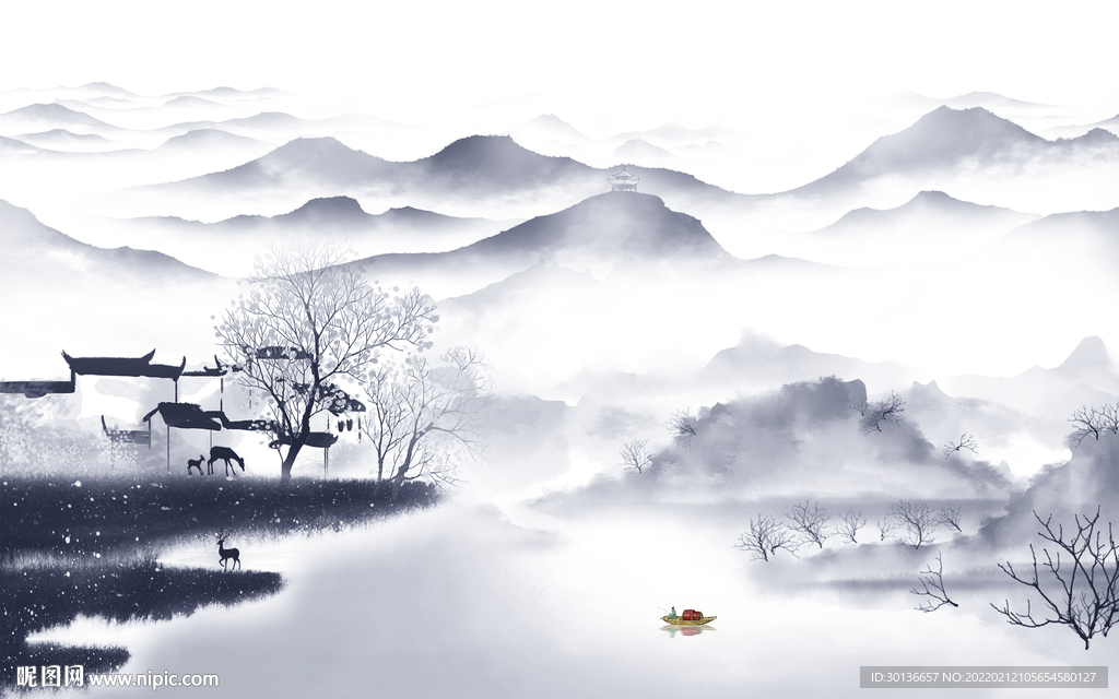 大气电视山水背景 tif分层