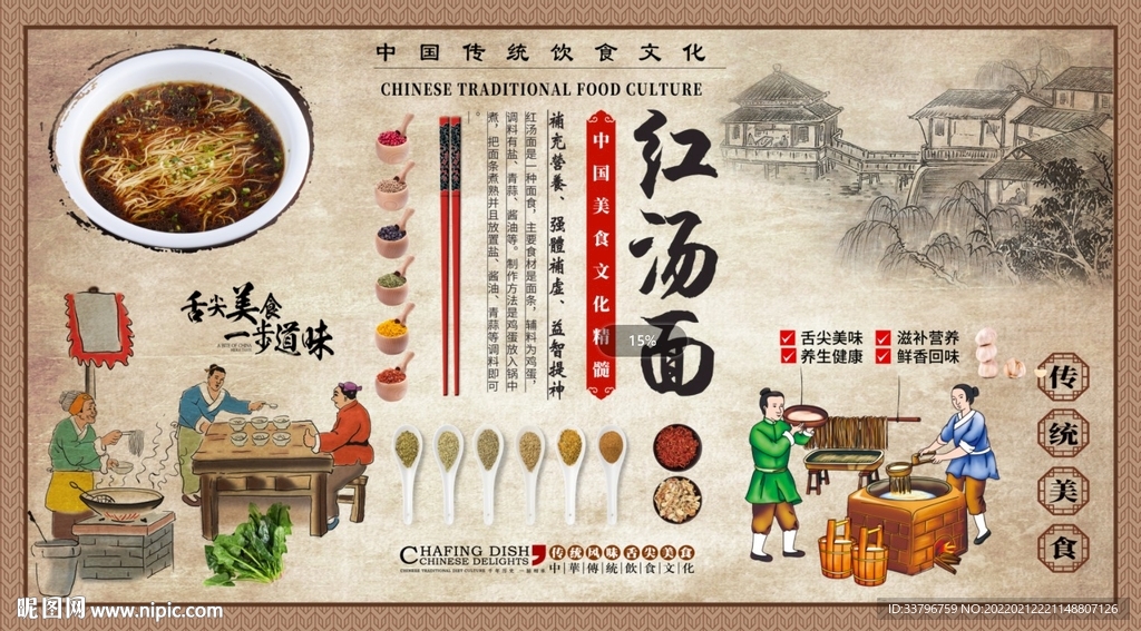 红汤面背景墙