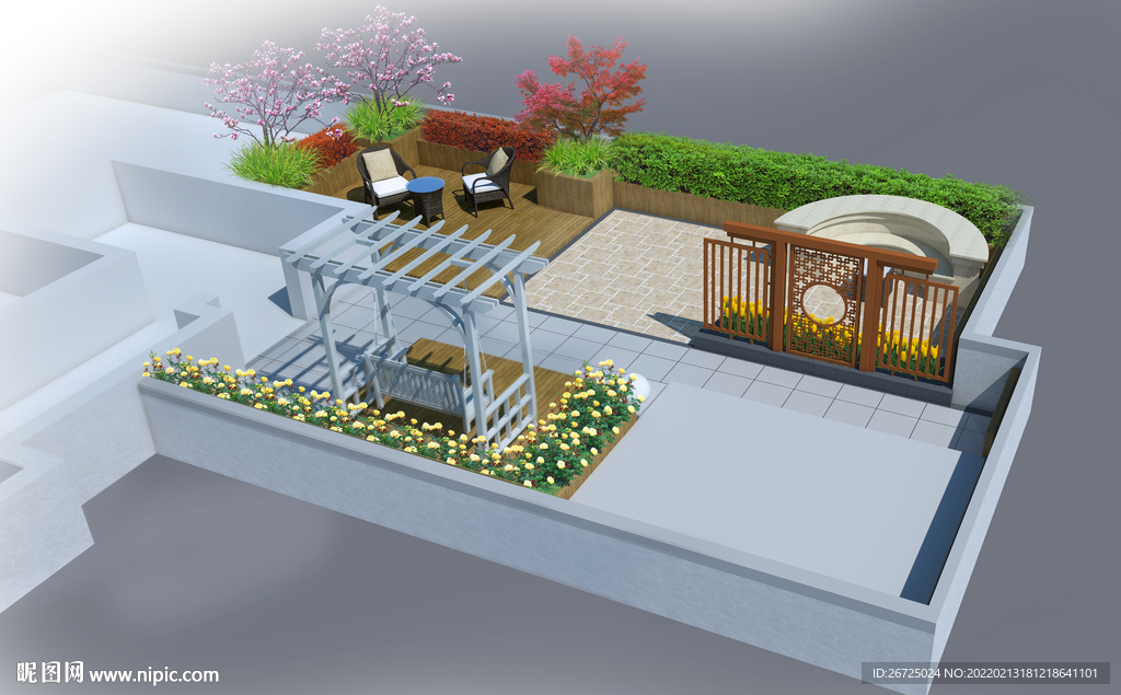 屋顶花园景观设计案例效果图