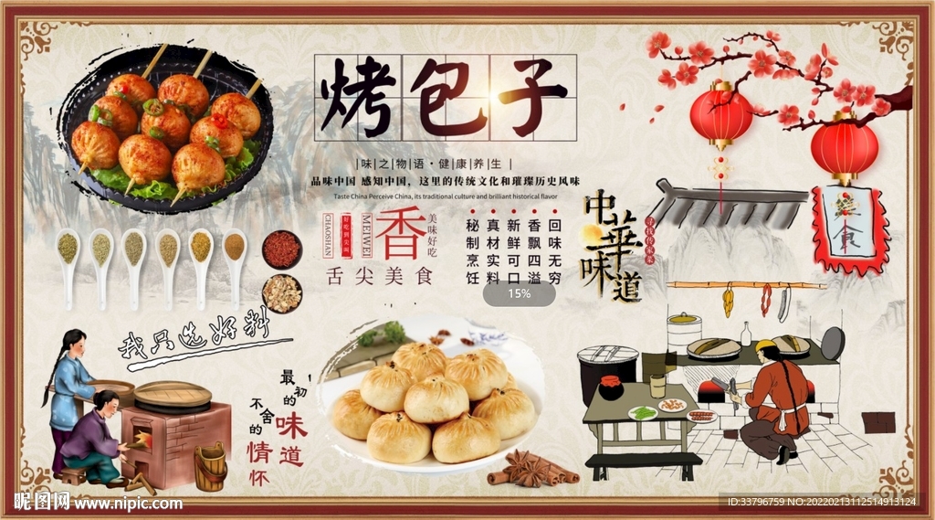 烤包子背景墙