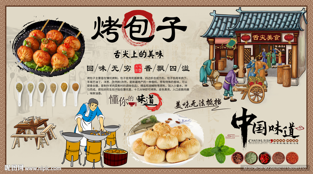 烤包子背景墙