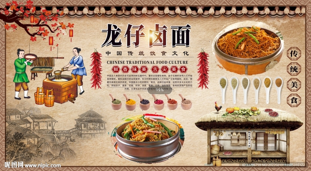 笼仔卤面背景墙