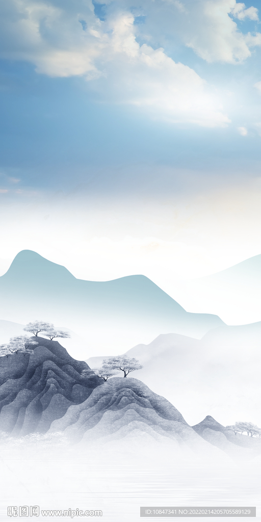 中国风别墅山水玄关 TIF分层