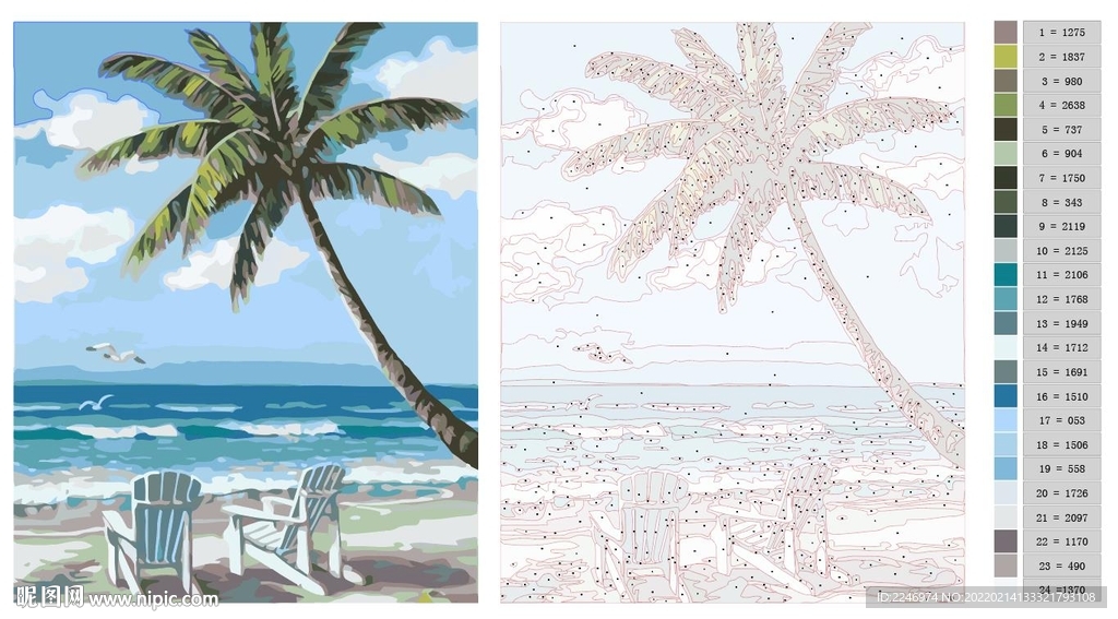 风景数字油画稿