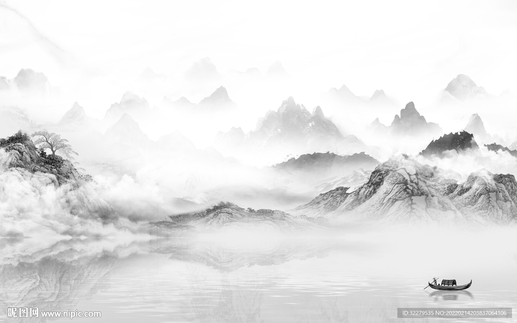 简约大气灰色山水 TiF分层