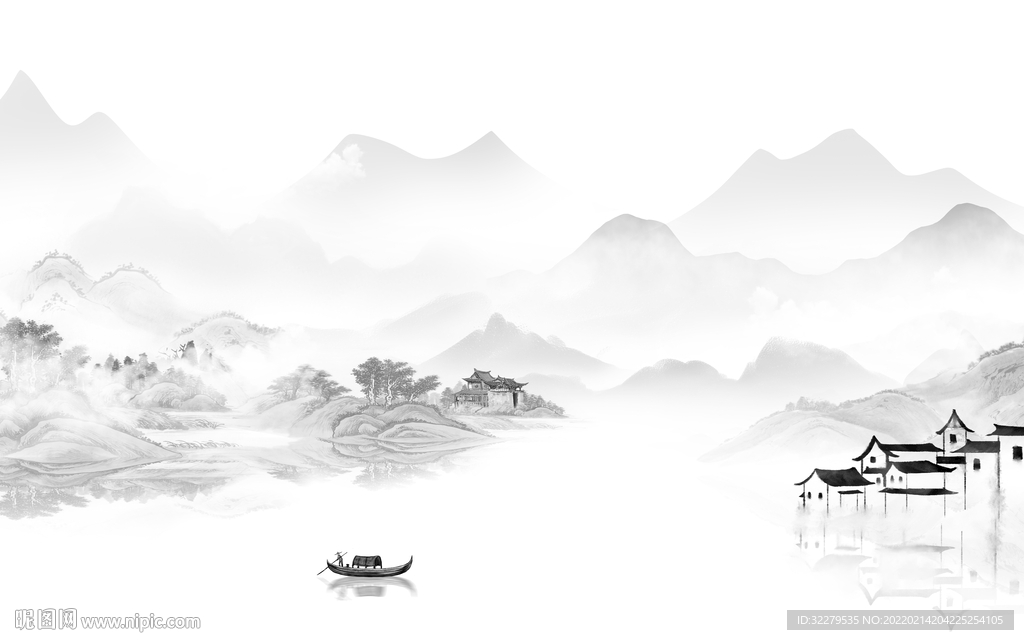 江南灰色客厅山水 TiF分层