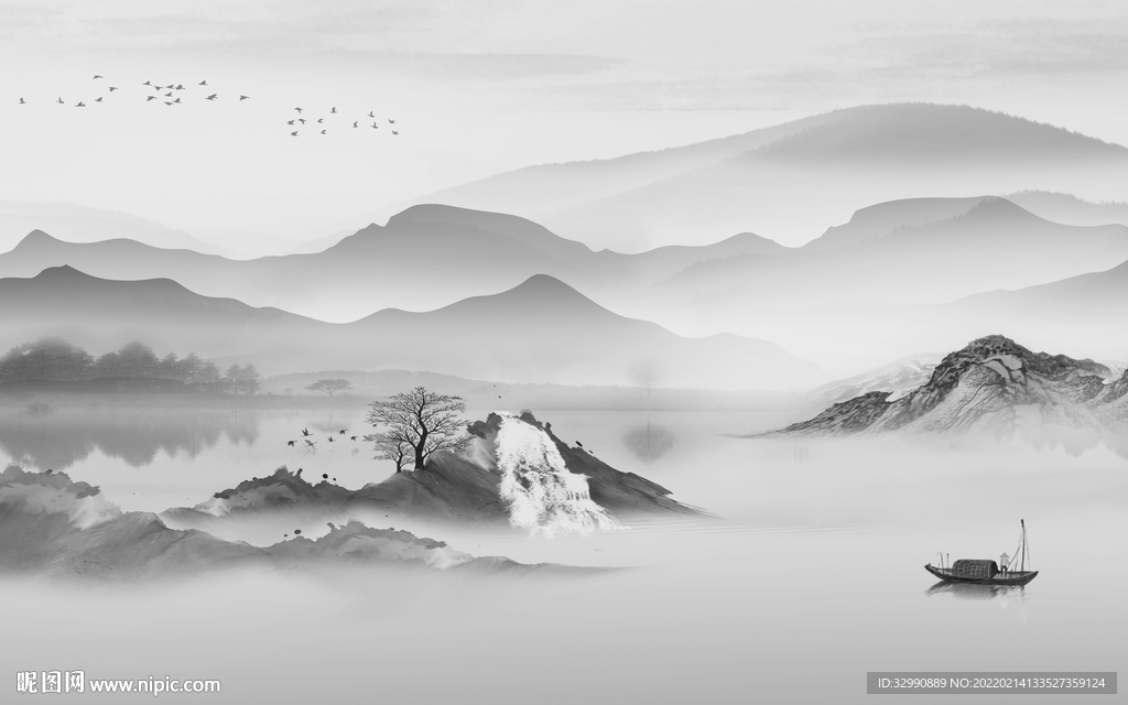 中国风最新山水画 TIF分层画