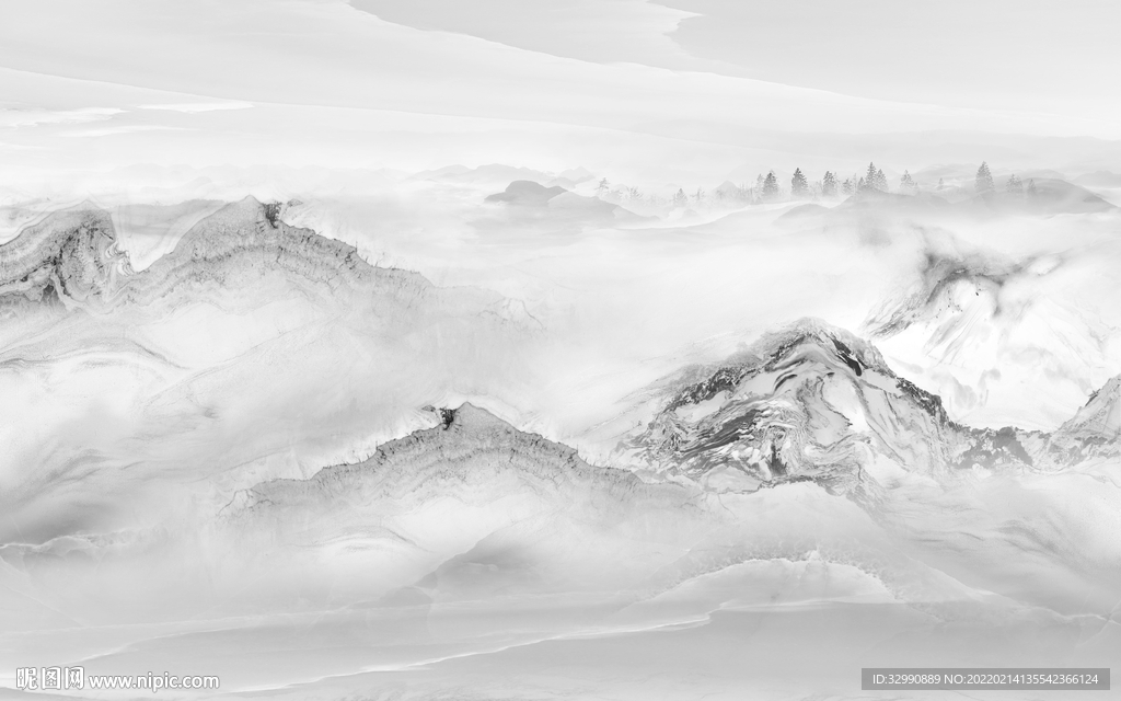 现代 灰色高档山水 tif分层