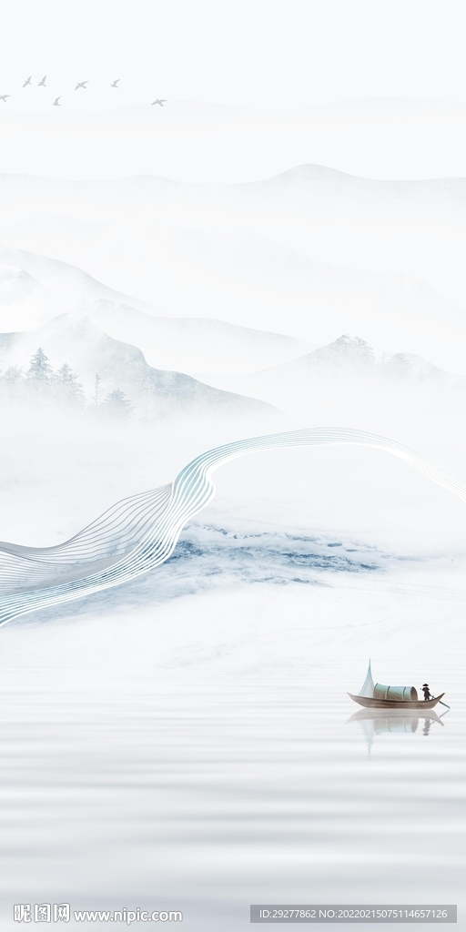 新中式高雅山水玄关 TIF分层