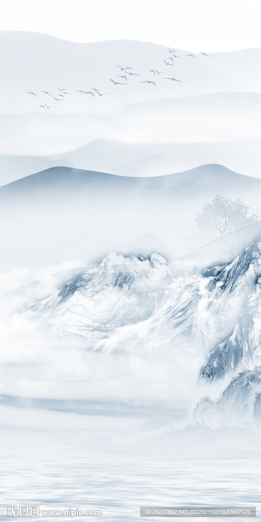 中式高雅山水玄关 TIF分层