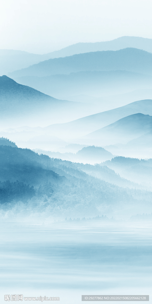 蓝色中式玄关背景 TIF分层
