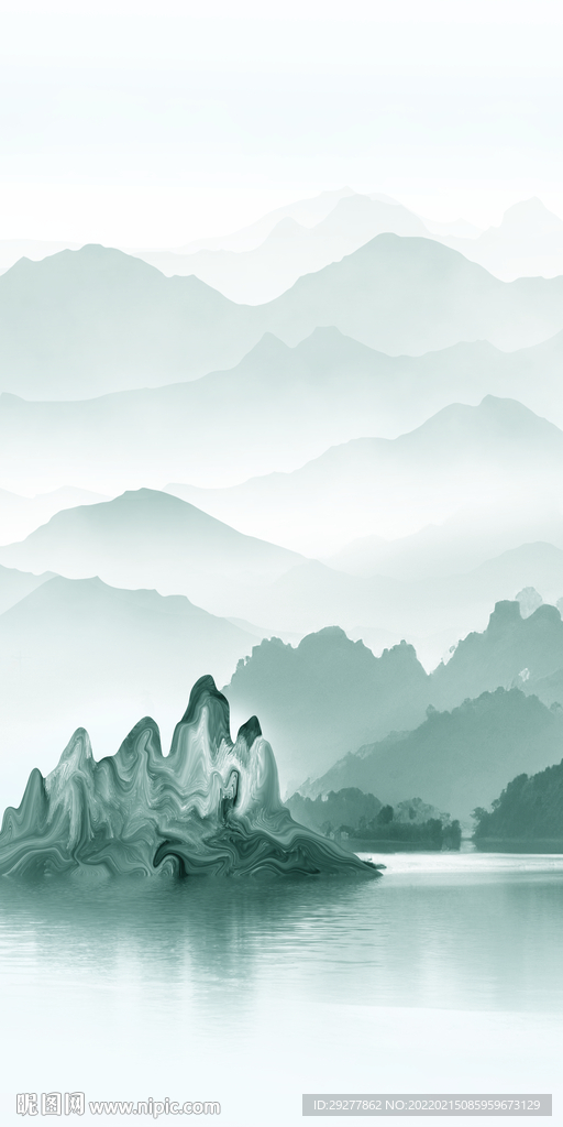 新中式简约玄关背景 TIF分层