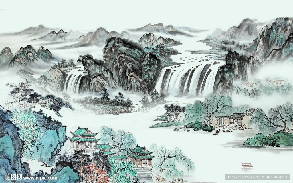 新上架山水中式背景 tif分层