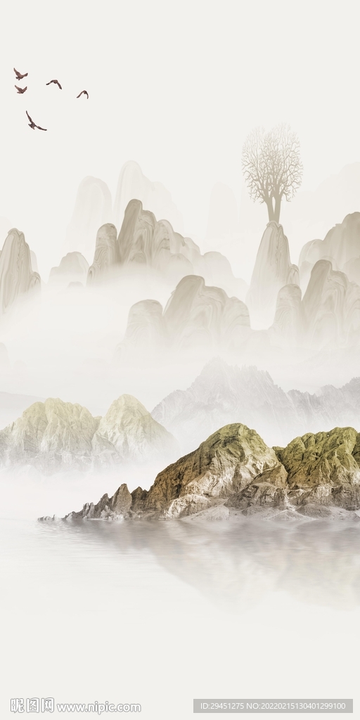 现代高档玄关山水 tif分层