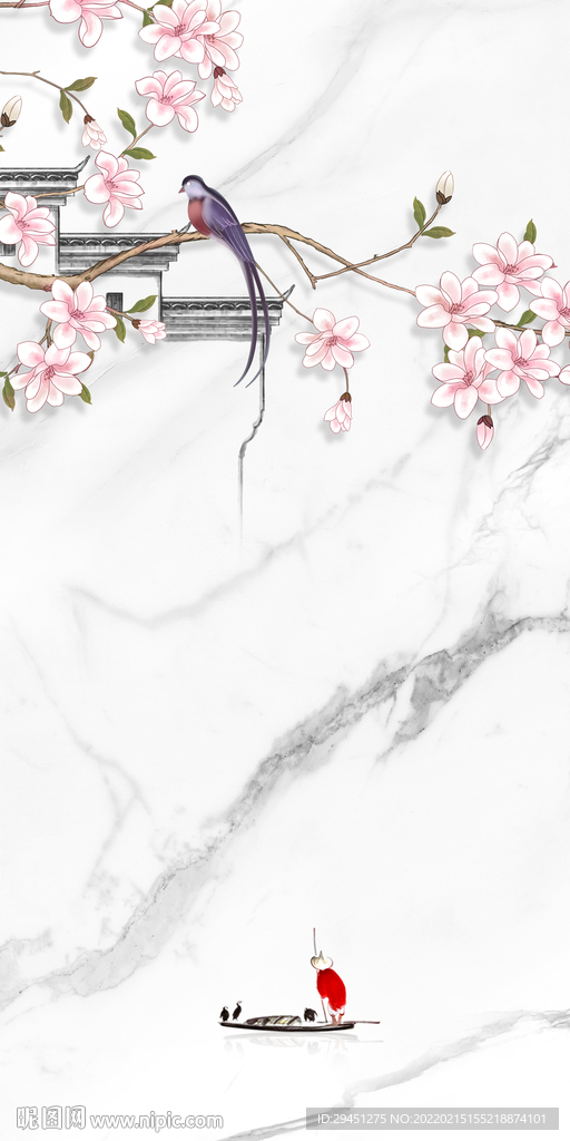 花鸟 最新玄关画 tif分层