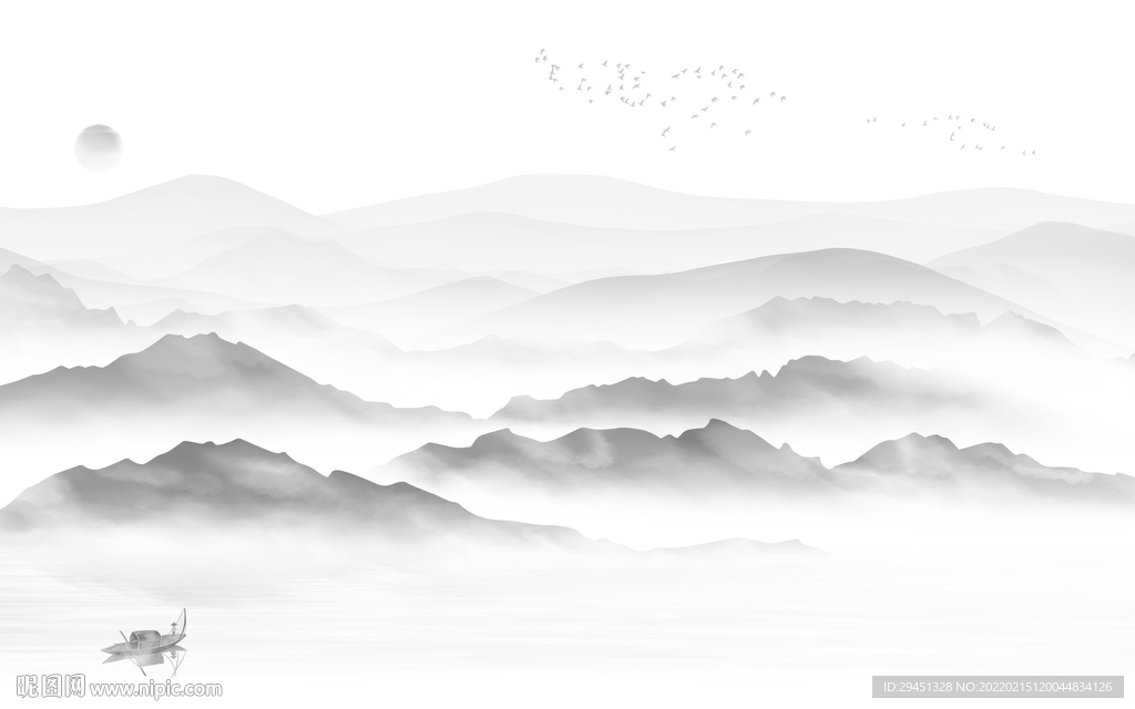 大气客厅灰色山水 TIF分层