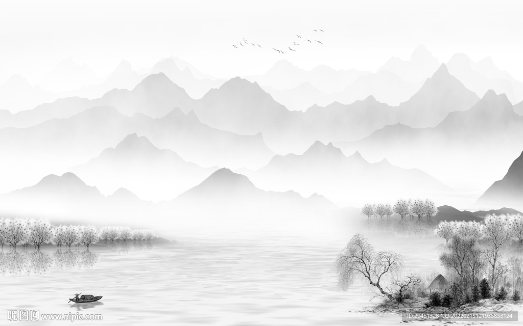 新款灰色客厅山水 tif分层