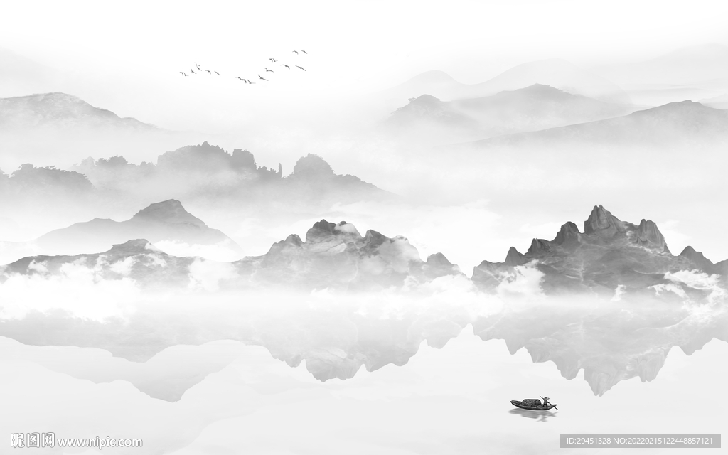 最新 灰色客厅山水 tif分层