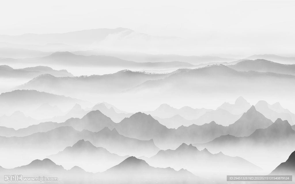 大气灰色简约山水 tif分层
