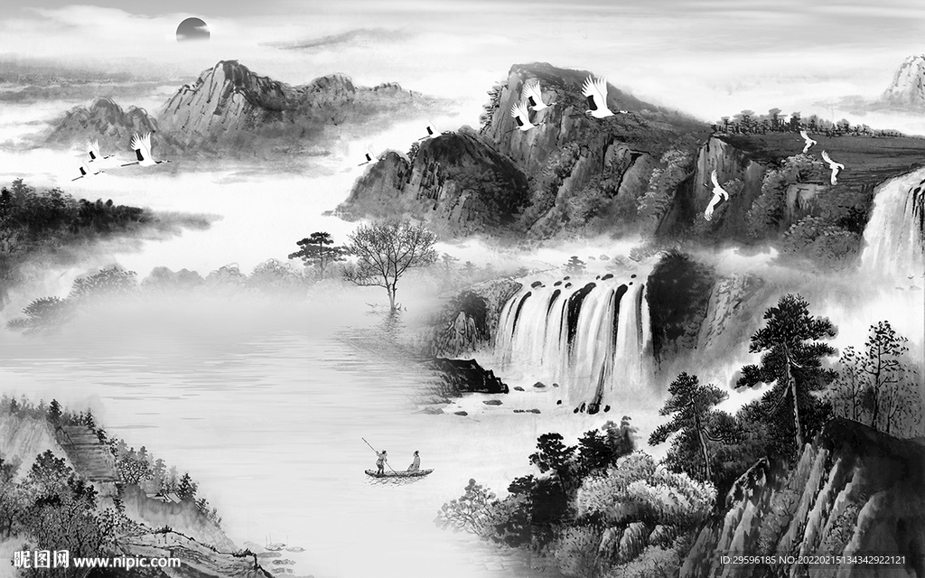 新款意境别墅山水 TIF分层